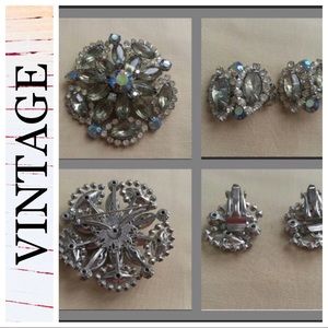Vintage Brooch and Clip Earrings Set
